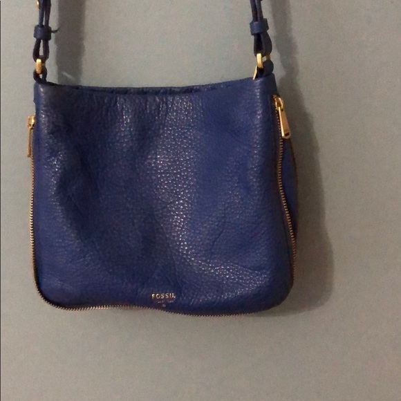 Fossil Handbags - Fossil blue leather crossbody bag